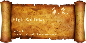 Higl Katinka névjegykártya